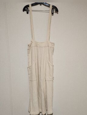 Free People Beach Wide Leg Flowy Tie Front Cargo Overalls Suspender Medium
